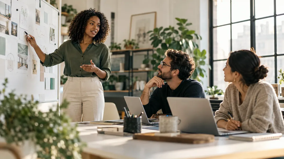 A team meeting in a bright office